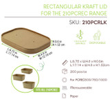 Rectangular Kraft Lid with lamination for the 210PCREC range - L:6.8in W:4.8in H:0.4in - 200 pcs