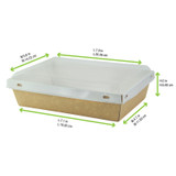 Laminated Kraft Box with Clear PET Lid - 32oz L:7.9in W:5.5in H:2in - 100 pcs