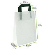 White recycled paper carrier bag with green handles - H:11in W:4in L:7.9in - 250 pcs