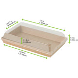 Sushi box in kraft with PET lid - 26oz Base: L:8.7in W:5.3in H:1in Lid: L:9in W:5.7in H:1.2in - 300 pcs