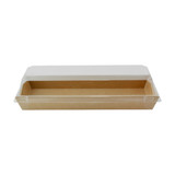 Sushi box in kraft with PET lid - 14oz Base: L:8.5in W:3in H:1in Lid: L:8.8in W:3.4in H:1.2in - 300 pcs