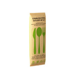 4/1 Reusable Stainless steel cutlery kit with paper wrapped - L:8.17in - 250 pcs