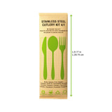 4/1 Reusable Stainless steel cutlery kit with paper wrapped - L:8.17in - 250 pcs