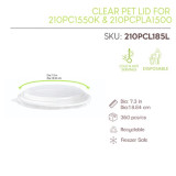 Clear PET Lid for 210PC1550K & 210PCPLA1500 & 210PCP1000K 210PC1000K . - D:7.3in - 360 pcs