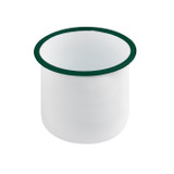 Enamel reusable delipot straight side white w/green rim - 41oz D:4.7in H:4.7in - 12 pcs