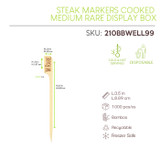 Steak Markers Cooked Well Display box - L:3.5in - 1000 pcs