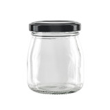 Smooth pudding jar with twist cap (Black Reusable cap) - 5oz D:2.36in W:2.55in H:3.14in - 120 pcs