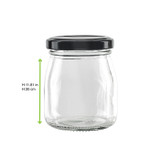 Smooth pudding jar with twist cap (Black Reusable cap) - 5oz D:2.36in W:2.55in H:3.14in - 120 pcs
