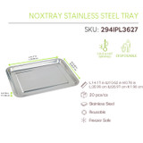 Noxtray Reusable Stainless Steel Tray - L:14.17in W:10.62in H:0.78in - 20 pcs