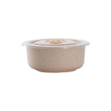 Huskly reusable beige bowl in husk composite w/ PP lid - 10oz D:3.93in H:2.28in - 40 pcs