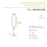 Clear reusable cupoly tritan champagne flute - 5.4oz H:7.67in D:2.67in - 58 pcs