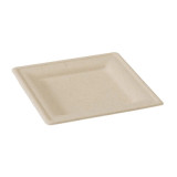 Square Brown Sugarcane Plate (No added PFAs) - L:7.8 W:7.8in - 500 pcs