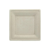 Square Brown Sugarcane Plate (No added PFAs) - L:7.8 W:7.8in - 500 pcs
