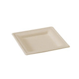 Square Brown Sugarcane Plate (No added PFAs) - L:6.2 W:6.2in - 500 pcs