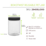 Bokotwist reusable PET jar - 10oz D:2.71in H:3.58in - 225 pcs