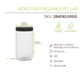 Bokotwist reusable PET jar - 33.8oz D:3.42in H:2.63in - 80 pcs