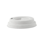 White sugarcane fiber coffee cup lid with hole for 4oz  (No added PFAs) - D:2.44in - 2000 pcs