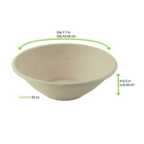 Round Brown Sugarcane Bowl (No added PFAs) - 32oz D:7.7in H:2.5in - 250 pcs