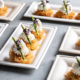 Rectangular White Sugarcane Plate (No added PFAs) - L:10 W:5in - 500 pcs