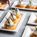 Rectangular White Sugarcane Plate (No added PFAs) - L:10 W:5in - 500 pcs