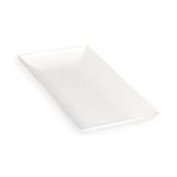 Bio n Chic Rectangular White Sugarcane Plate (No added PFAs) - L:7in W:3.5in H:0.5in - 100 pcs