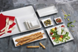 Bio n Chic Rectangular White Sugarcane Plate (No added PFAs) - L:7in W:3.5in H:0.5in - 100 pcs