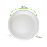 Sugarcane White Round Plate (No added PFAs) - D:7in - 1000 pcs