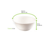 White Sugarcane Bowl (No added PFAs) - 12oz D:5in H:2in - 500 pcs