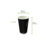 Black Rippled Wall Cup Plastic Free - 8oz D:3.1in H:3.6in - 500 pcs