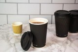 Black Rippled Wall Cup Plastic Free - 4oz D:2.4in H:2.4in - 1000 pcs