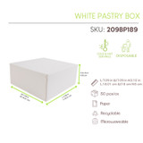 White Pastry Box - L:7.09in W:7.09in H:3.15in - 50 pcs