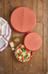 HUSKLY Reusable round pizza box red husk composite - D:10.2in H:1.1in - 12 pcs (6 sets)