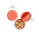 HUSKLY Reusable round pizza box red husk composite - D:13.4in H:1.1in - 12 pcs (6 sets)