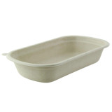 Rectangular Brown Sugarcane Container (No added PFAs) - 25oz L:9in W:5.3in H:1.4in - 250 pcs