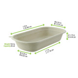 Rectangular Brown Sugarcane Container (No added PFAs) - 25oz L:9in W:5.3in H:1.4in - 250 pcs
