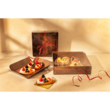 Double-Sided Corrugated Cardboard Square With Wood Decor With A Clear Lid - 135oz L:10in W:10in H:2.5in - 100 pcs