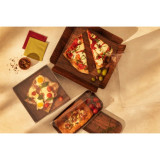 Double-Sided Corrugated Cardboard Square With Wood Decor With A Clear Lid - 135oz L:10in W:10in H:2.5in - 100 pcs