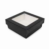 Black Kray Boxes with PET Window Lid - 22oz L:4.7in W:4.7in H:2in - 250 pcs
