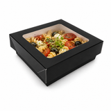 Black Kray Boxes with PET Window Lid - 12oz L:3.9in W:3.9in H:1.6in - 250 pcs