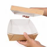 Bakeable Kraft Kray Box with PET Lid - 100oz L:7.9in W:7.9in H:2.6in Up to 350F(Base Only) - 100 pcs