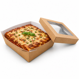 Bakeable Kraft Kray Box with PET Lid - 100oz L:7.9in W:7.9in H:2.6in Up to 350F(Base Only) - 100 pcs
