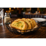 Black Round Reusable Steel Bread Basket - D:9.8in H:1.7in - 12 pcs