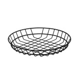 Black Round Reusable Steel Bread Basket - D:9.8in H:1.7in - 12 pcs