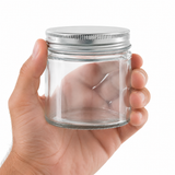 Round reusable jar glass with aluminium cap - 7.4oz D:2.75in W:2.91in H:3.03in - 20 pcs