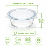 Bokocook reusable glass bowl with PP lid - 14oz D:5.1in H:2.4in - 36 pcs