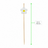 Bamboo Pick with White Daisy Flower - L:4.1in - 1000 pcs