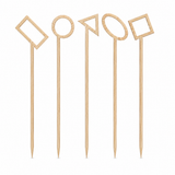 Bamboo Pick with Assorted Shapes - L:4.1in - 1000 pcs