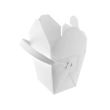 Mini White Take Out Box with Handle - 8oz L:2.6in W:2.8in H:2.8in - 500 pcs