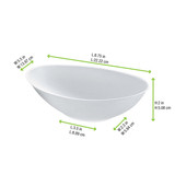 Bio n Chic Oval White Sugarcane Bowl - 24oz L:8.6in W:5.5in H:2in - 250 pcs