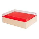 Wooden Folding Box with Red Shiny Interior - 24oz - L:6.4in W:4.7in H:1.4in - 100 pcs